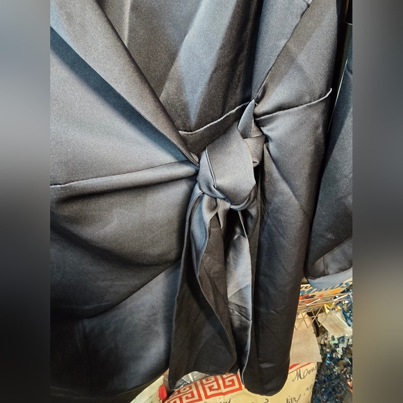 #0547 Sz 22 NWT ELOQUII Dbl Wrap Dress Silky Navy Blue 25.75"ptp 39"Long CHIC! - Picture 10 of 16